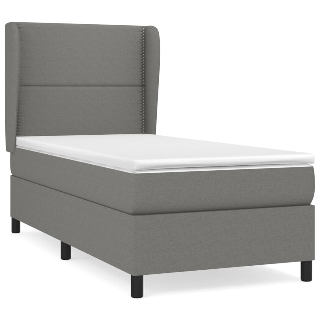 Giroletto a Molle con Materasso Grigio Scuro 90x200 cm Tessuto | homemem39