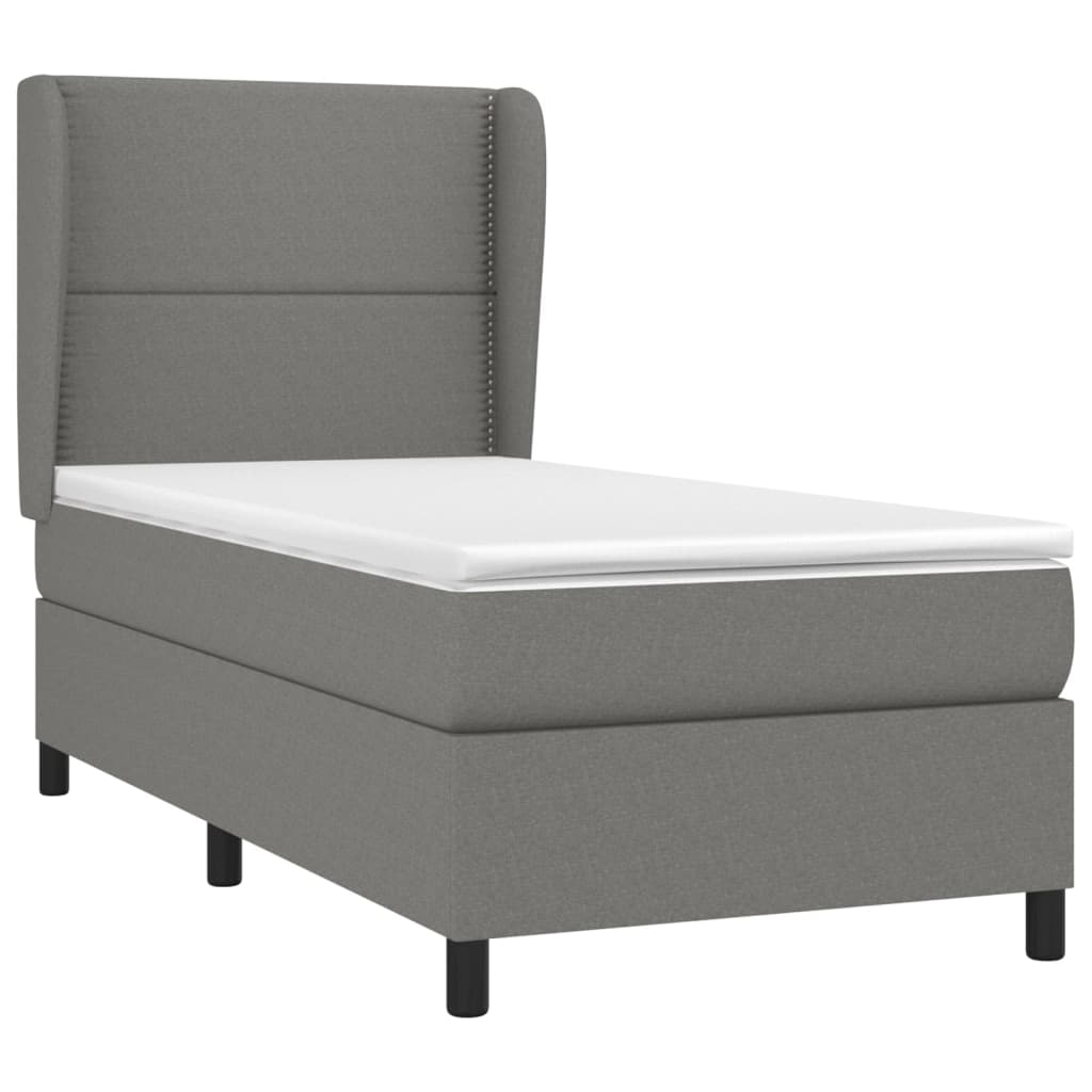 Giroletto a Molle con Materasso Grigio Scuro 90x200 cm Tessuto | homemem39