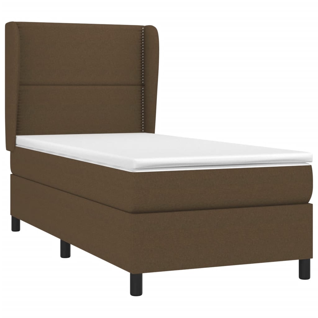 Giroletto a Molle con Materasso Marrone Scuro 90x200 cm Tessuto | homemem39