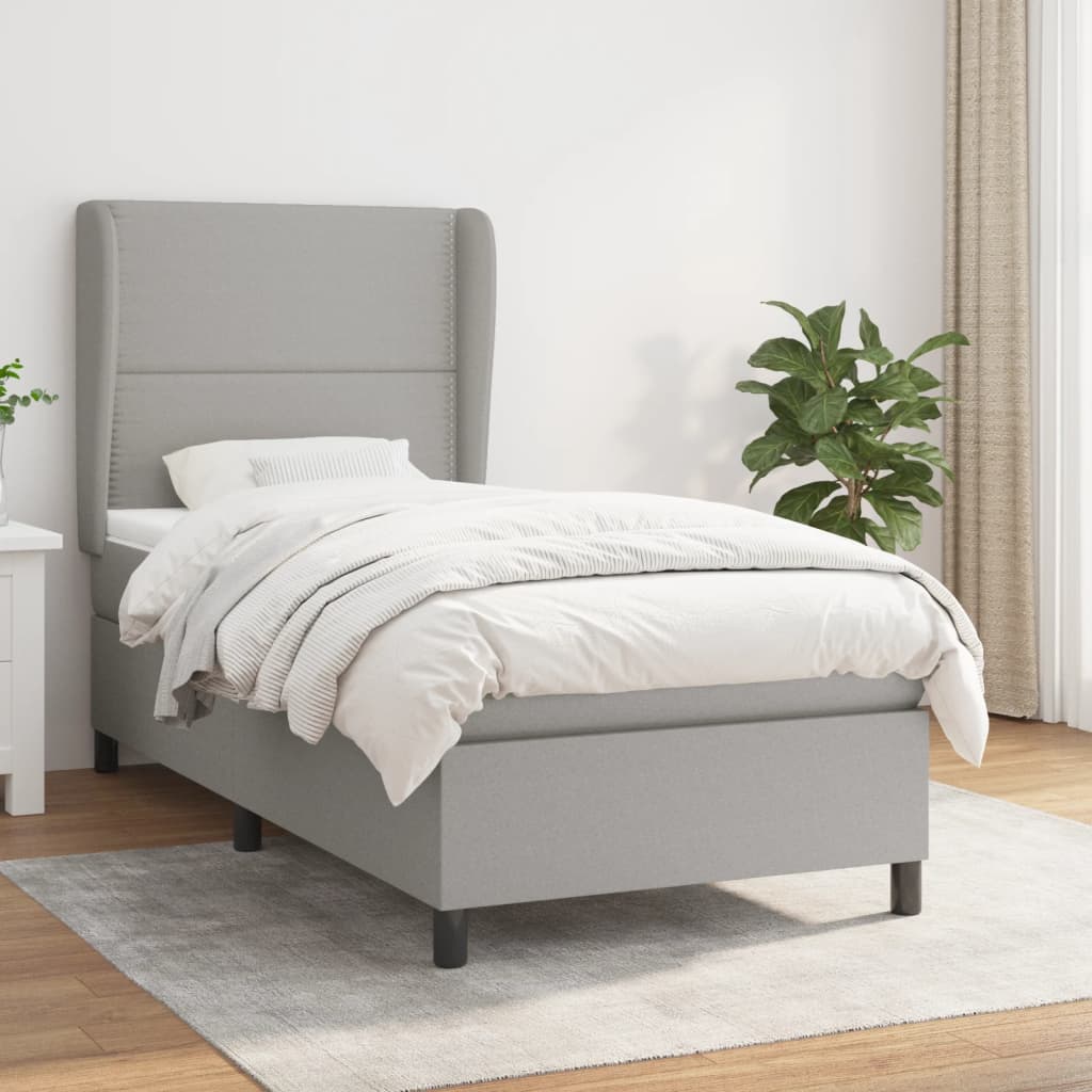 Giroletto a Molle con Materasso Grigio Chiaro100x200 cm Tessuto | homemem39