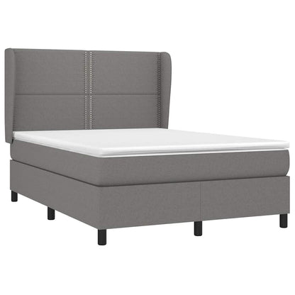 Giroletto a Molle con Materasso Grigio Scuro 140x190 cm Tessuto