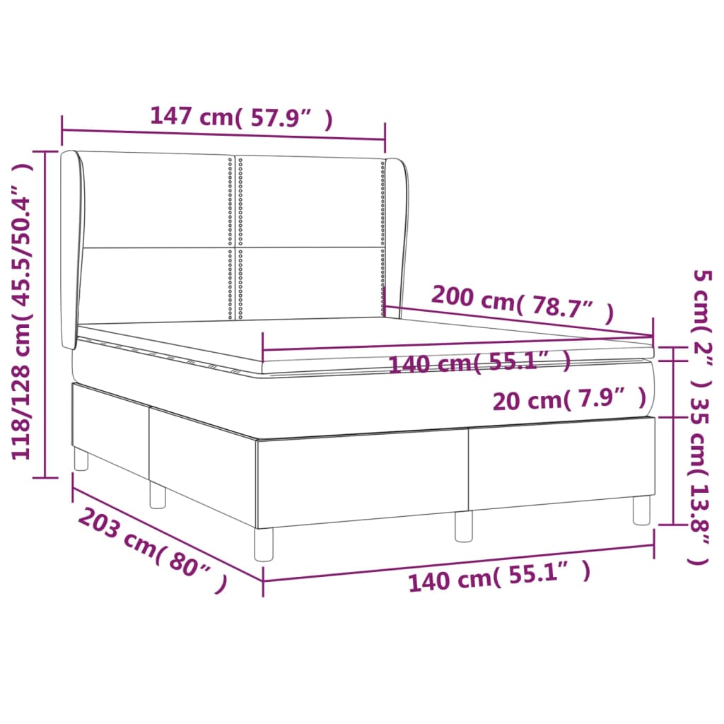 Giroletto a Molle con Materasso Blu 140x200 cm in Tessuto | homemem39