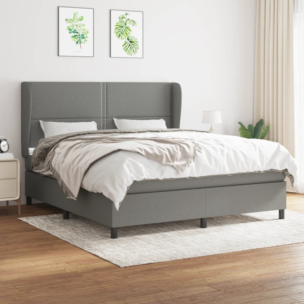 Giroletto a Molle con Materasso Grigio Scuro 180x200 cm Tessuto | homemem39