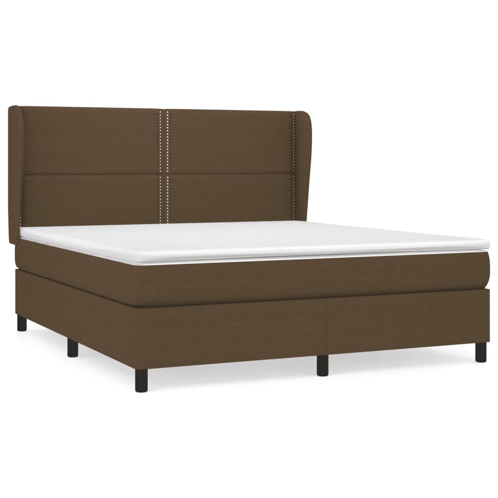 Giroletto a Molle con Materasso Marrone Scuro 180x200cm Tessuto | homemem39