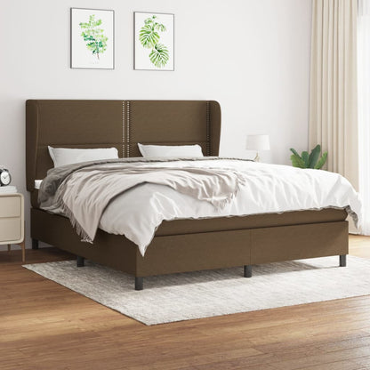 Giroletto a Molle con Materasso Marrone Scuro 180x200cm Tessuto | homemem39