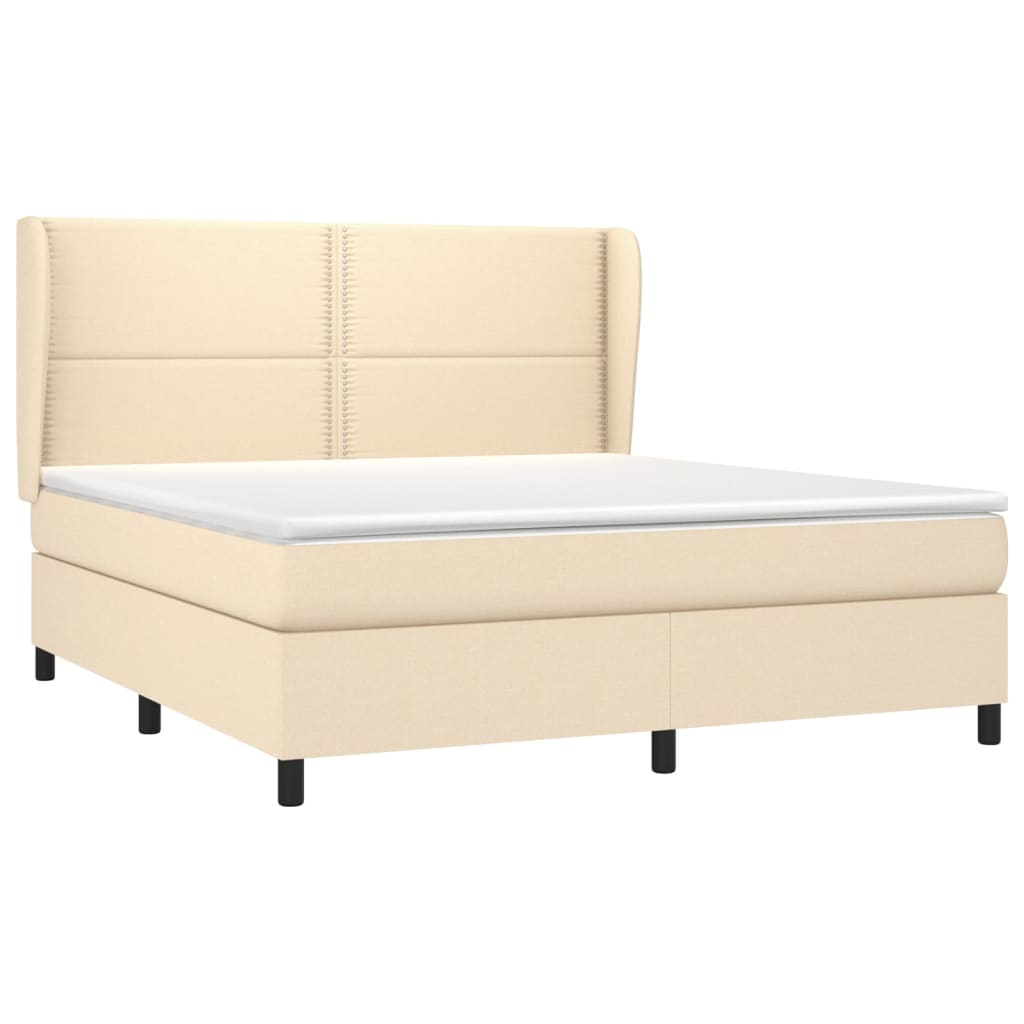 Giroletto a Molle con Materasso Crema 180x200 cm in Tessuto | homemem39
