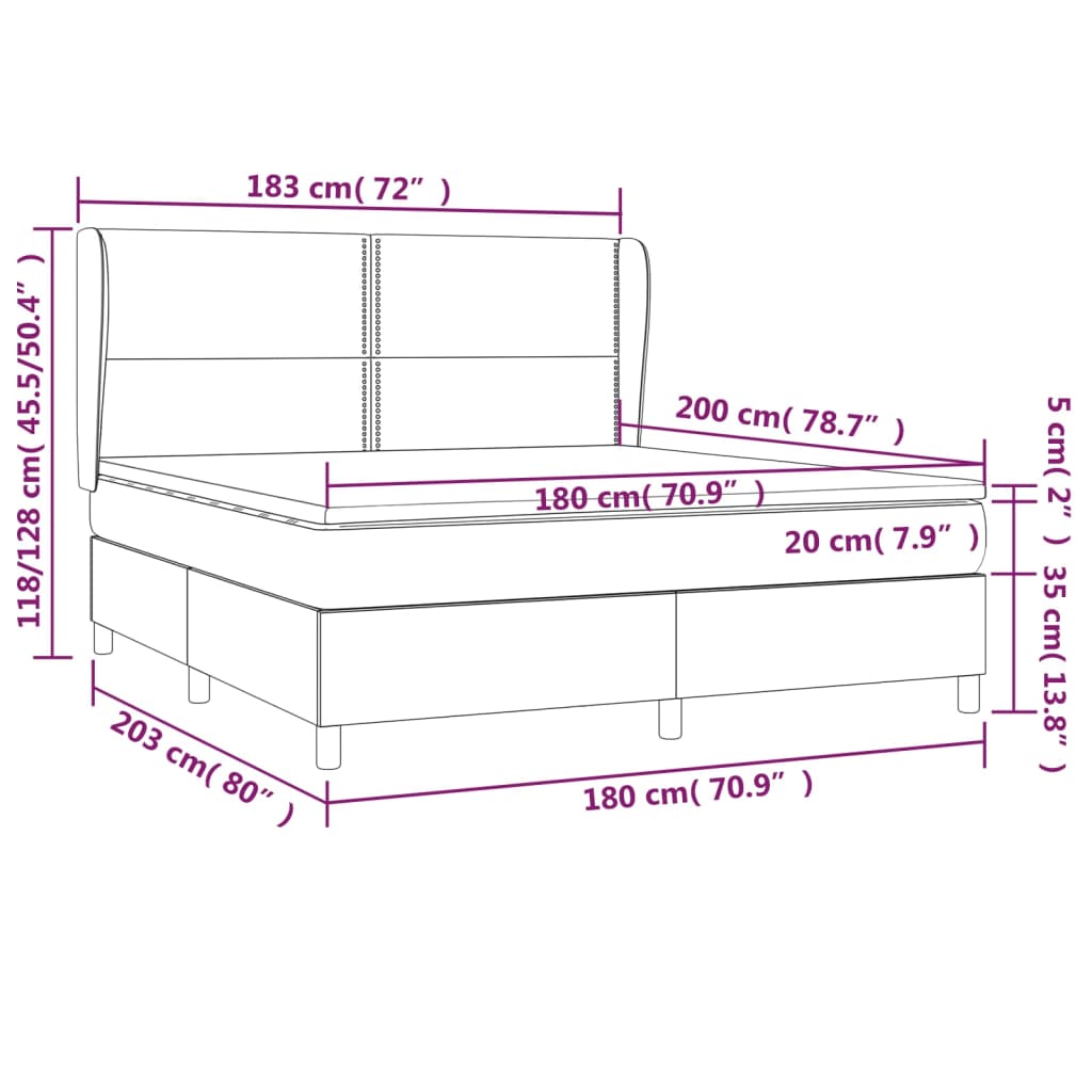 Giroletto a Molle con Materasso Blu 180x200 cm in Tessuto | homemem39