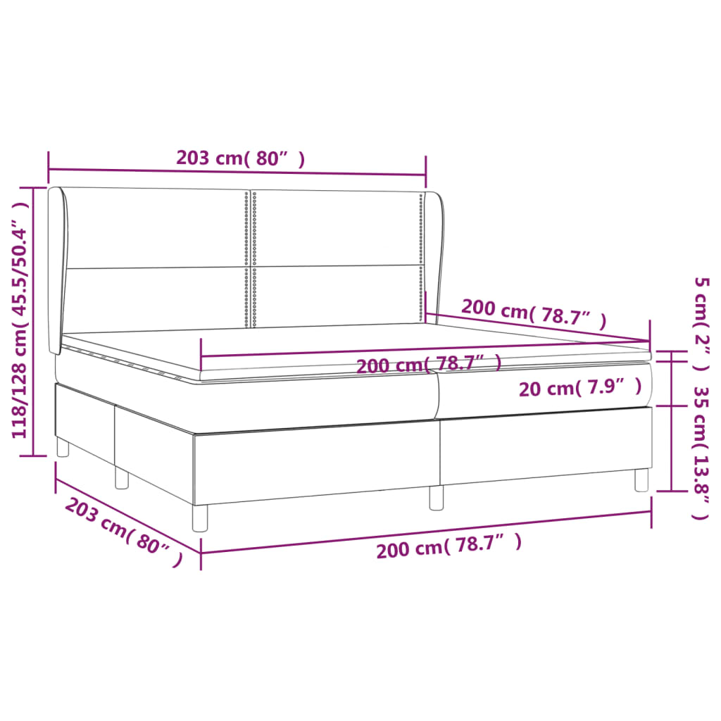 Giroletto a Molle con Materasso Blu 200x200 cm in Tessuto | homemem39