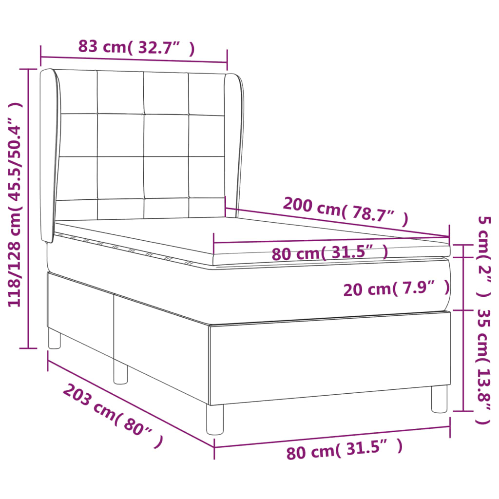 Giroletto a Molle con Materasso Blu 80x200 cm inTessuto | homemem39