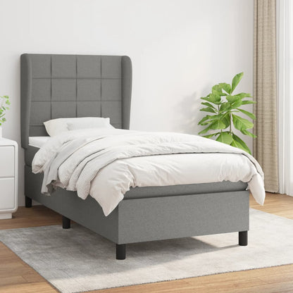 Giroletto a Molle con Materasso Grigio Scuro 90x190 cm Tessuto | homemem39