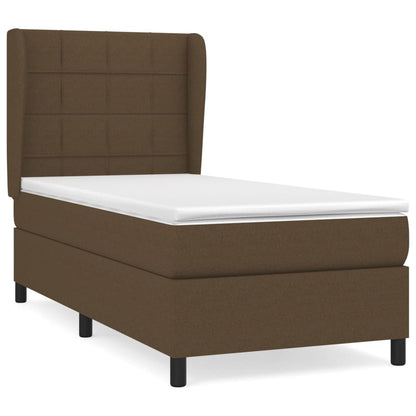 Giroletto a Molle con Materasso Marrone Scuro 90x190cm Tessuto | homemem39