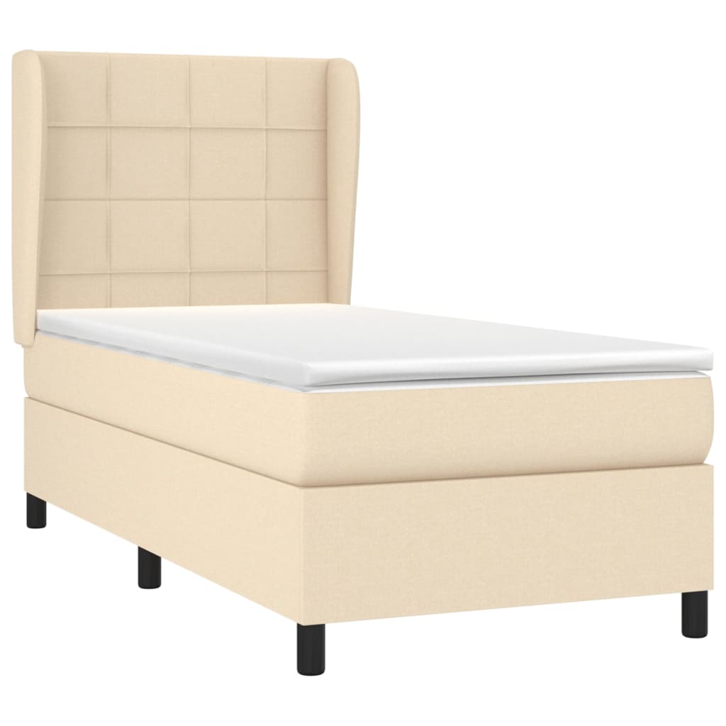 Giroletto a Molle con Materasso Crema 90x190 cm in Tessuto | homemem39