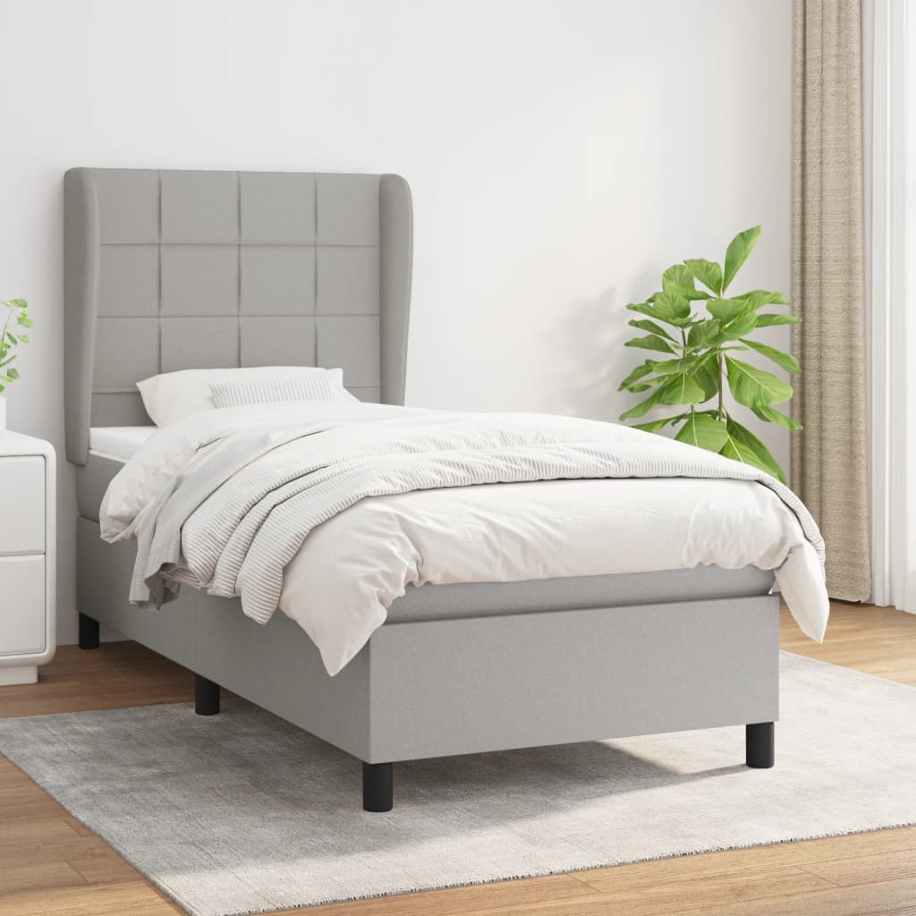 Giroletto a Molle con Materasso Grigio Chiaro 90x200 cm Tessuto | homemem39