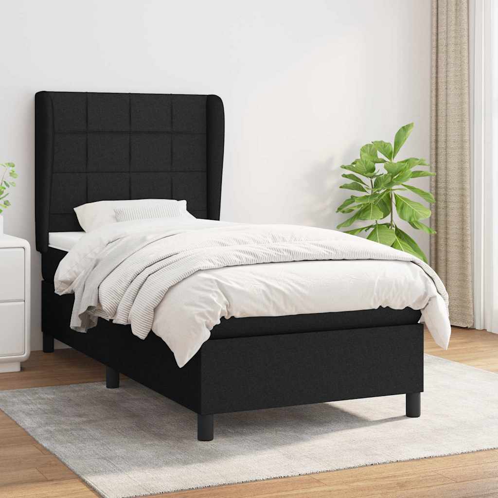 Giroletto a Molle con Materasso Nero 90x200 cm in Tessuto | homemem39