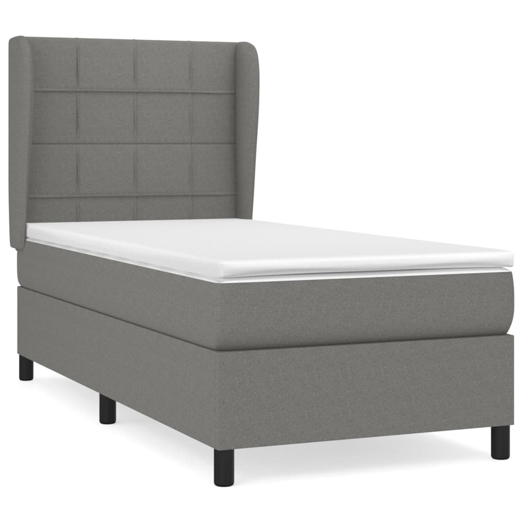 Giroletto a Molle con Materasso Grigio Scuro 100x200 cm Tessuto | homemem39