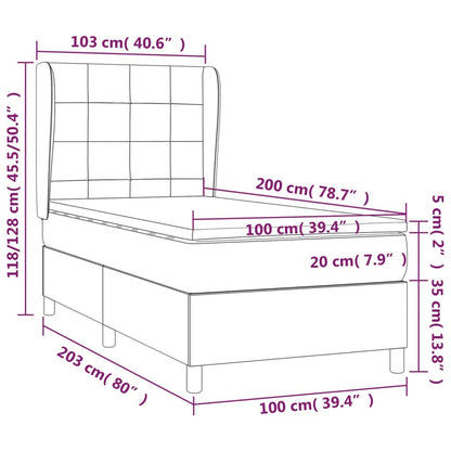 Giroletto a Molle con Materasso Crema 100x200 cm in Tessuto | homemem39