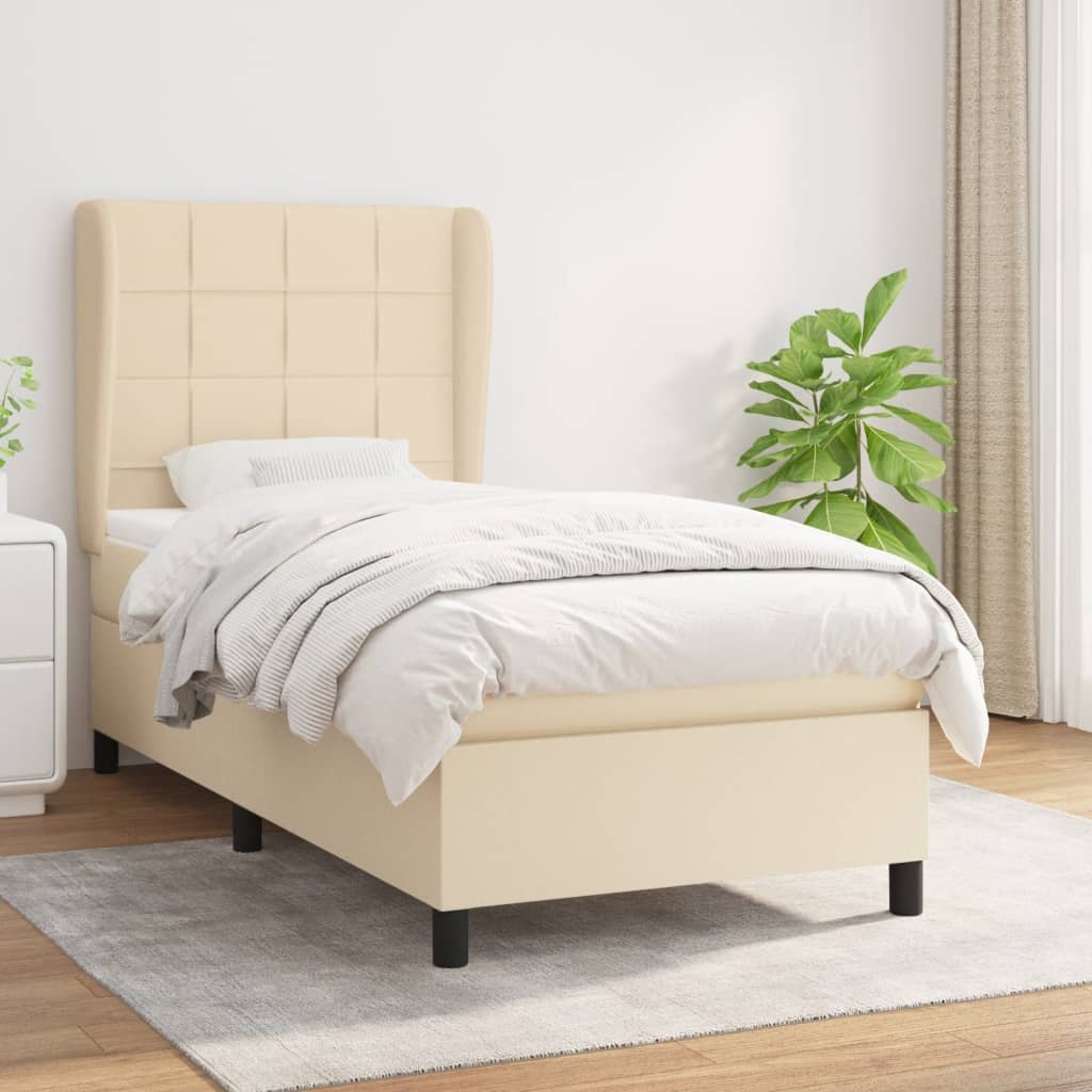 Giroletto a Molle con Materasso Crema 100x200 cm in Tessuto | homemem39
