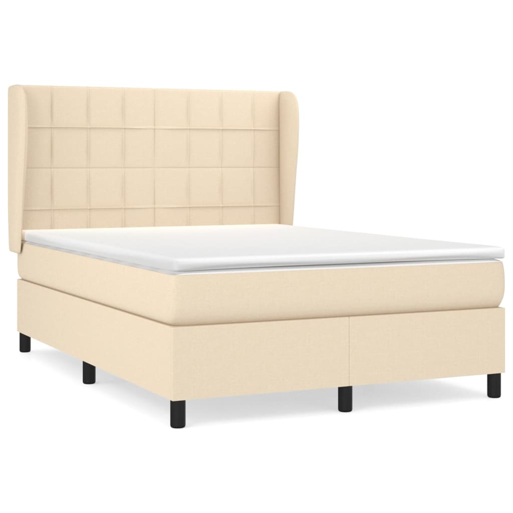 Giroletto a Molle con Materasso Crema 140x19 cm in Tessuto | homemem39