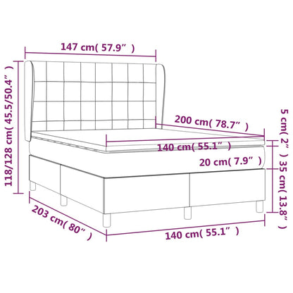 Giroletto a Molle con Materasso Blu 140x200 cm in Tessuto | homemem39