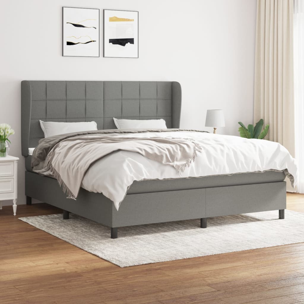 Giroletto a Molle con Materasso Grigio Scuro 160x200 cm Tessuto | homemem39