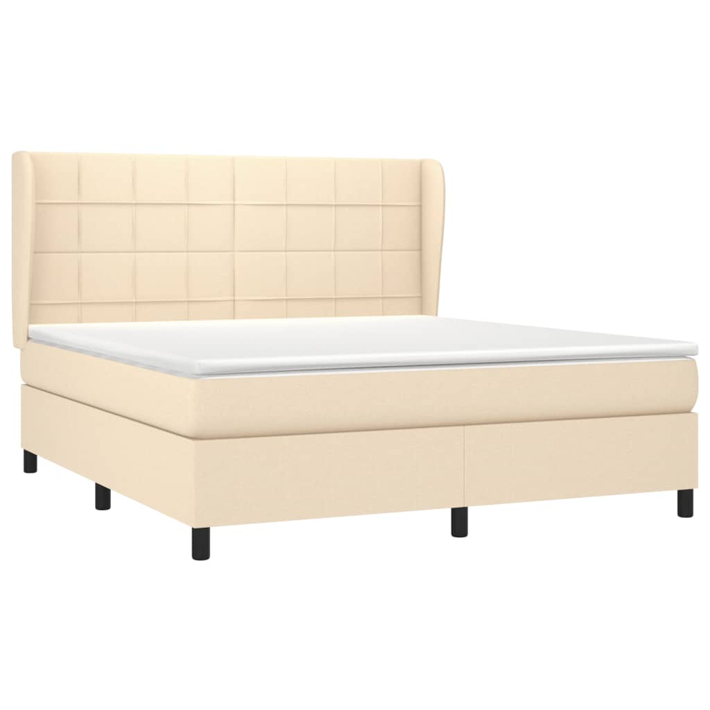 Giroletto a Molle con Materasso Crema 160x200 cm in Tessuto | homemem39