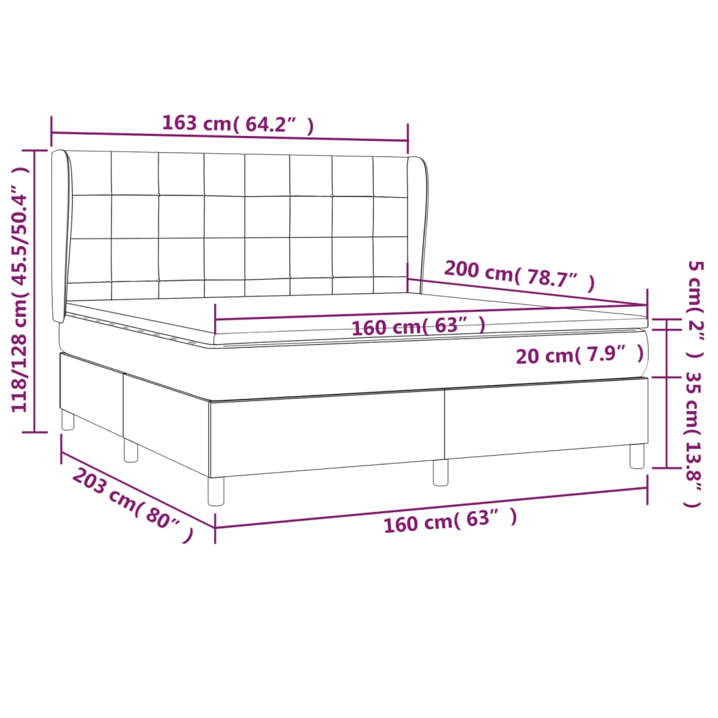 Giroletto a Molle con Materasso Blu 160x200 cm in Tessuto | homemem39