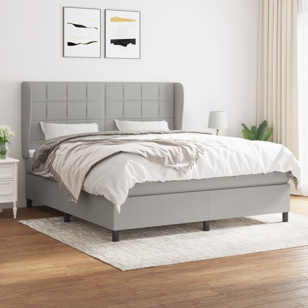 Giroletto a Molle con Materasso Grigio Chiaro180x200 cm Tessuto | homemem39