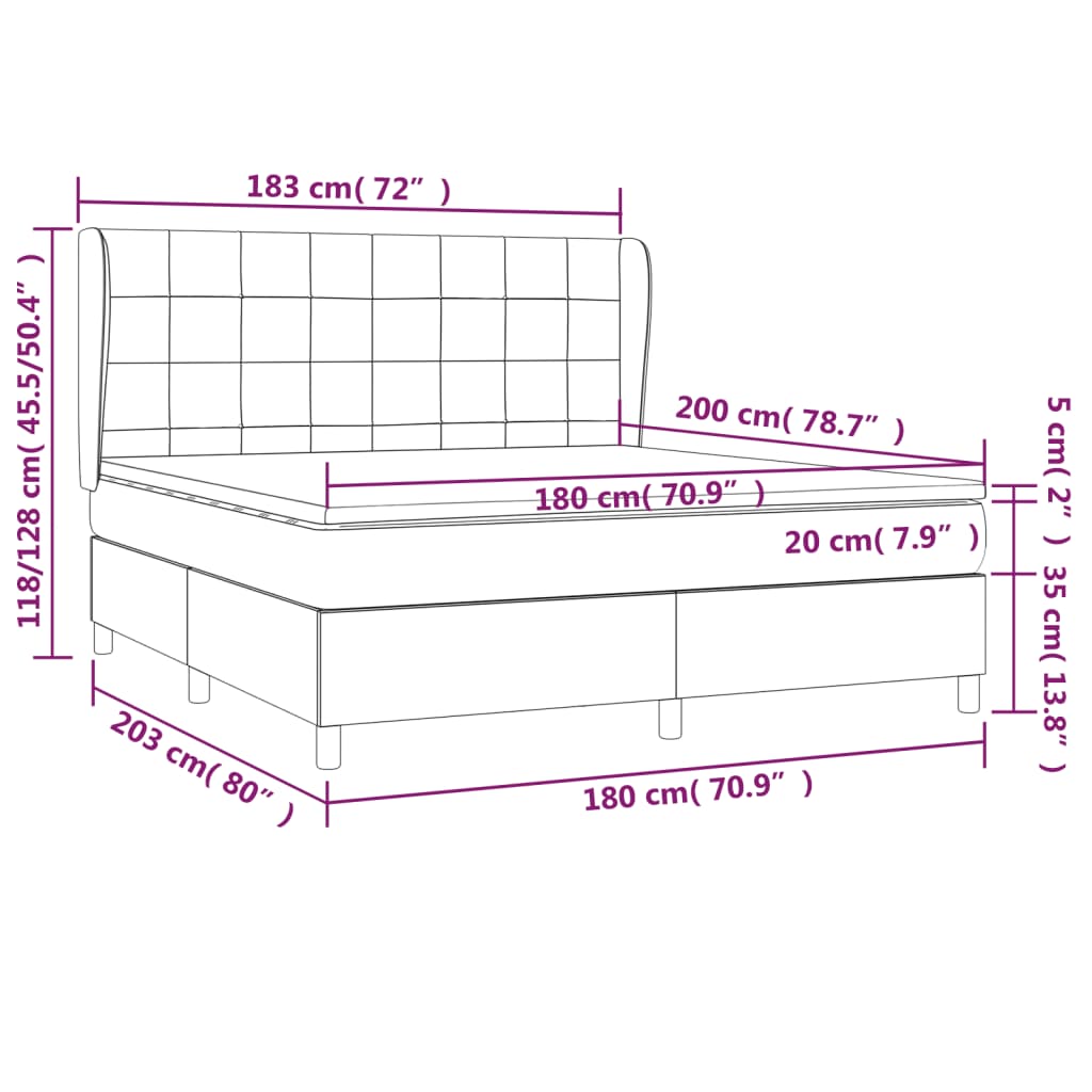 Giroletto a Molle con Materasso Grigio Scuro 180x200 cm Tessuto | homemem39