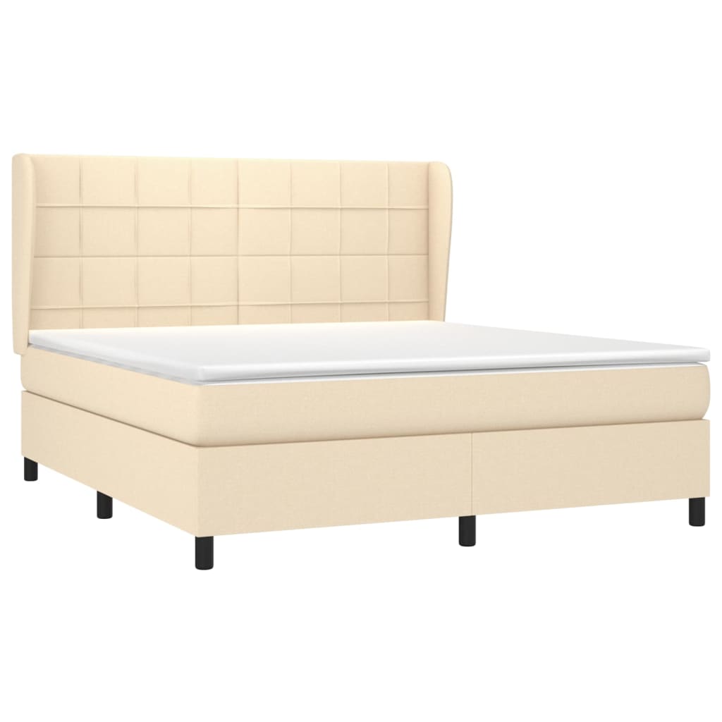 Giroletto a Molle con Materasso Crema 180x200 cm in Tessuto | homemem39