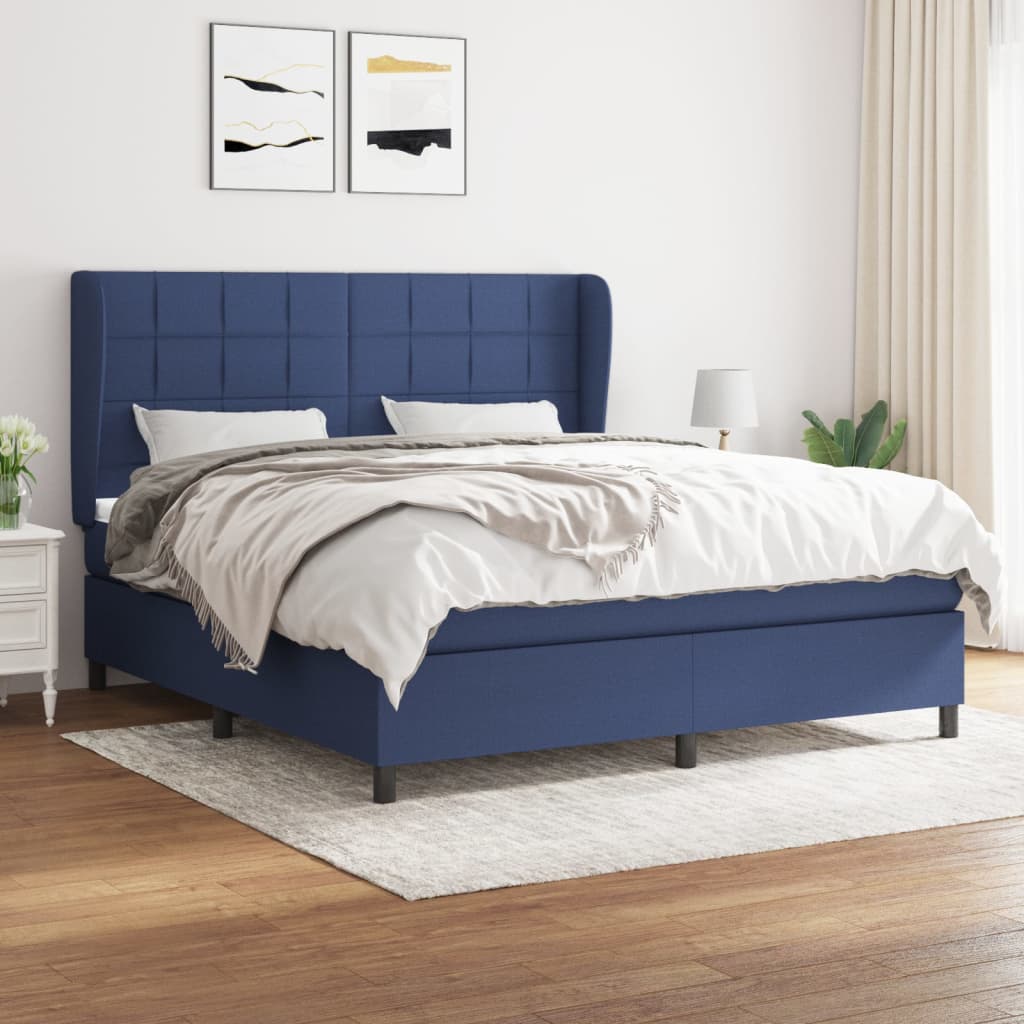 Giroletto a Molle con Materasso Blu 180x200 cm in Tessuto | homemem39