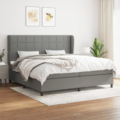 Giroletto a Molle con Materasso Grigio Scuro 200x200 cm Tessuto | homemem39