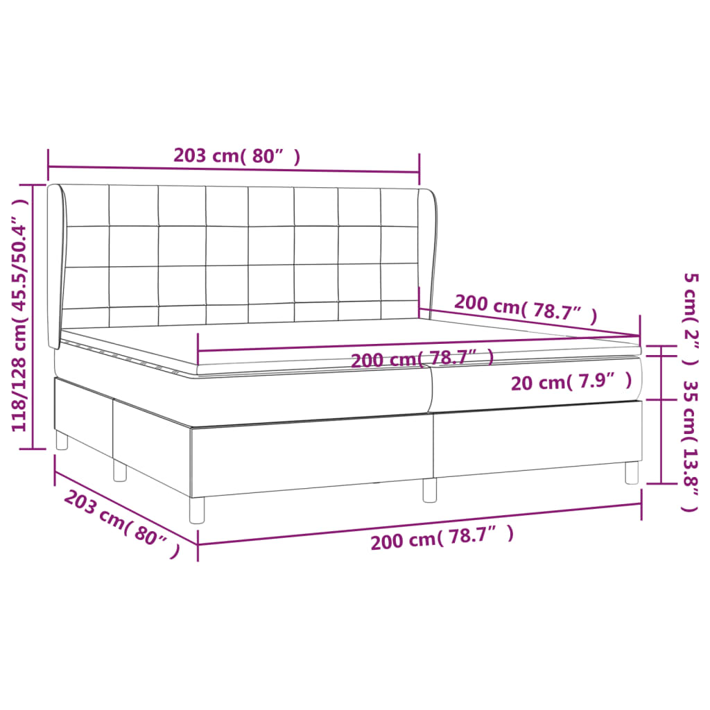 Giroletto a Molle con Materasso Marrone Scuro 200x200cm Tessuto | homemem39