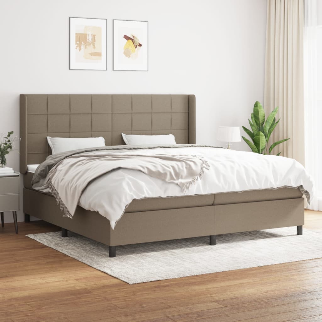 Giroletto a Molle con Materasso Tortora 200x200 cm in Tessuto | homemem39