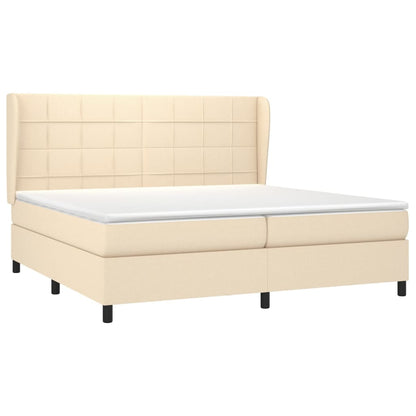 Giroletto a Molle con Materasso Crema 200x200 cm in Tessuto | homemem39