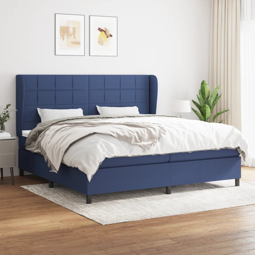 Giroletto a Molle con Materasso Blu 200x200 cm in Tessuto | homemem39