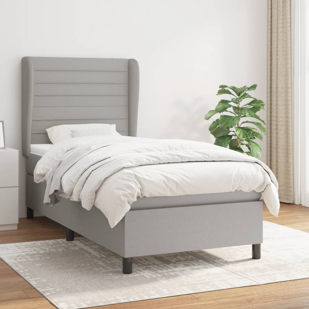 Giroletto a Molle con Materasso Grigio Chiaro 80x200 cm Tessuto | homemem39