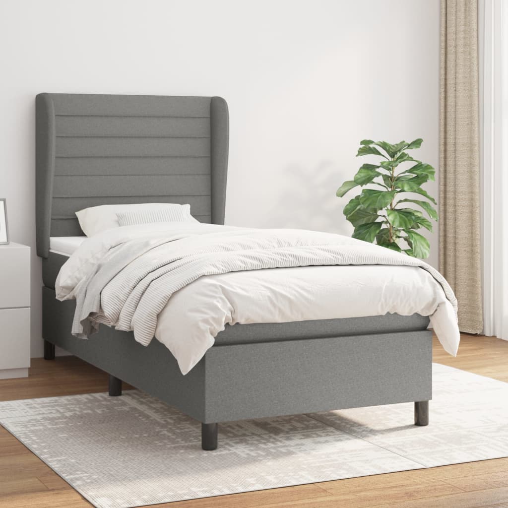 Giroletto a Molle con Materasso Grigio Scuro 80x200 cm Tessuto | homemem39