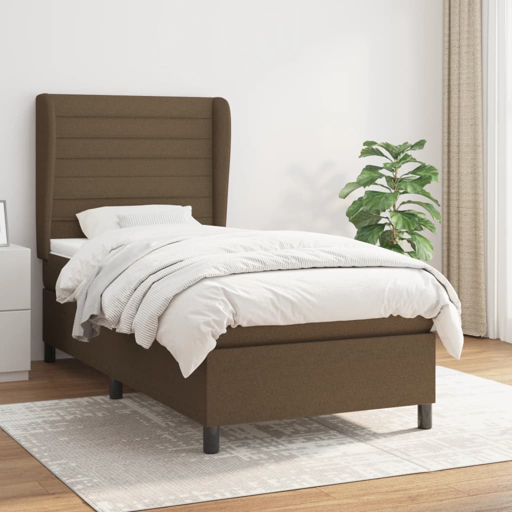 Giroletto a Molle con Materasso Marrone Scuro 80x200 cm Tessuto | homemem39