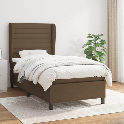 Giroletto a Molle con Materasso Marrone Scuro 90x190cm Tessuto | homemem39