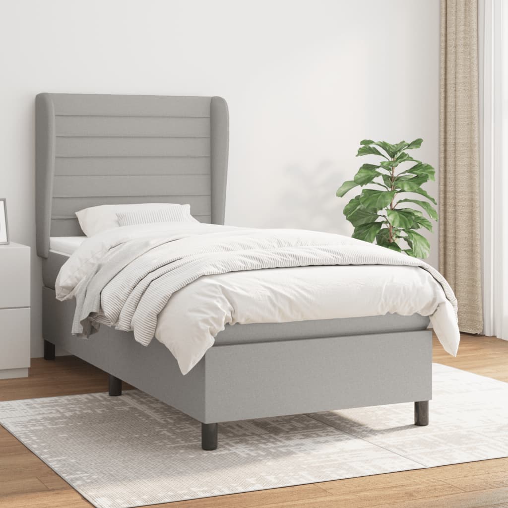 Giroletto a Molle con Materasso Grigio Chiaro 90x200 cm Tessuto | homemem39