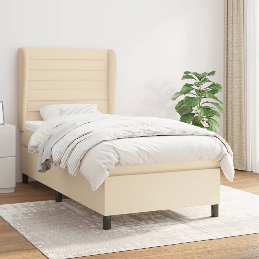 Giroletto a Molle con Materasso Crema 90x200 cm inTessuto | homemem39
