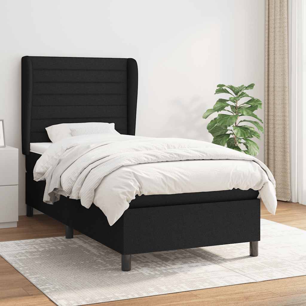Giroletto a Molle con Materasso Nero 100x200 cm in Tessuto | homemem39