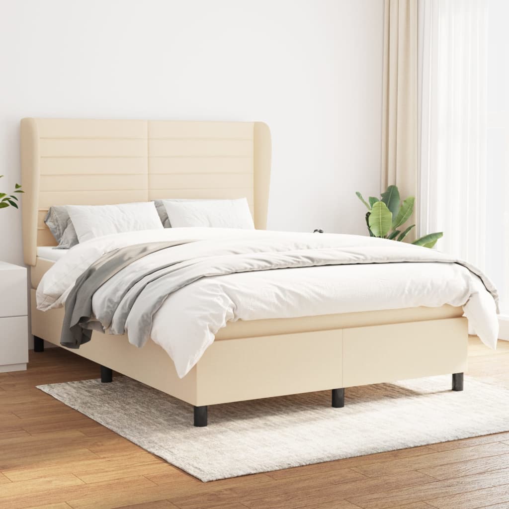 Giroletto a Molle con Materasso Crema 140x19 cm in Tessuto | homemem39