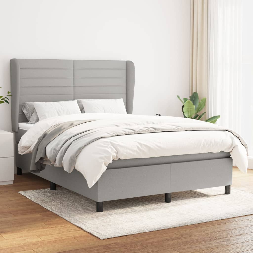 Giroletto a Molle con Materasso Grigio Chiaro 140x200cm Tessuto | homemem39