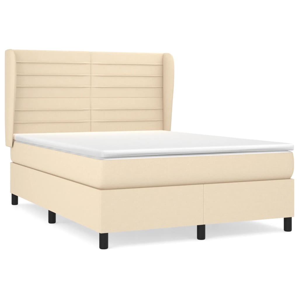 Giroletto a Molle con Materasso Crema 140x200 cm in Tessuto | homemem39
