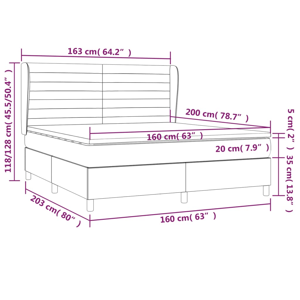 Giroletto a Molle con Materasso Grigio Scuro 160x200 cm Tessuto | homemem39