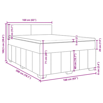 Giroletto a Molle con Materasso Tortora 160x200 cm in Tessuto | homemem39