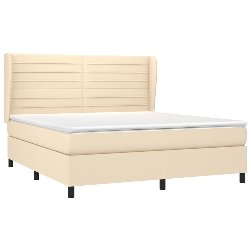 Giroletto a Molle con Materasso Crema 160x200 cm in Tessuto | homemem39