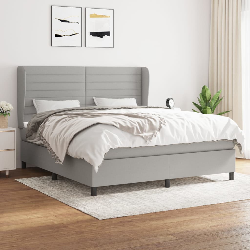 Giroletto a Molle con Materasso Grigio Chiaro180x200 cm Tessuto | homemem39