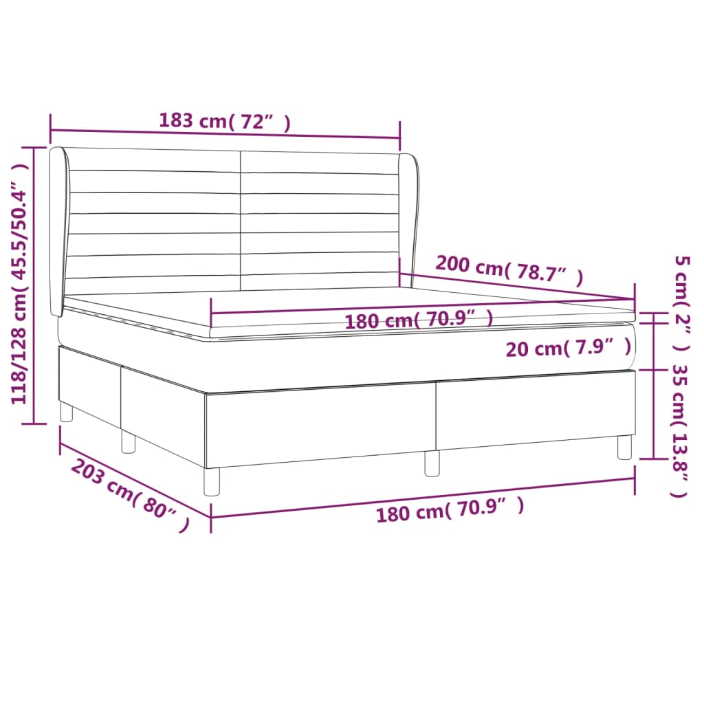 Giroletto a Molle con Materasso Marrone Scuro 180x200cm Tessuto | homemem39